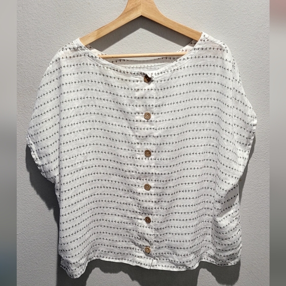 Cynthia Rowley Bumble Bee Print Linen Top Size XL - Picture 2 of 7